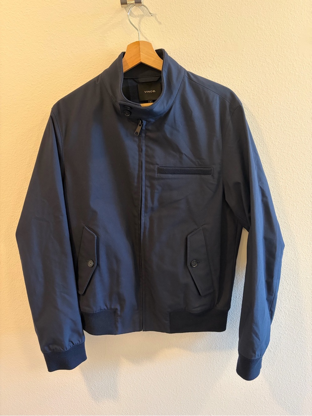 Vince Navy Zip-Front Bomber Jacket